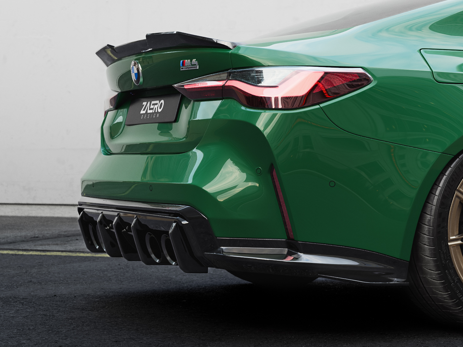 Zaero Design EVO-S Diffusor passend für BMW M3 M4 G8X – Heckansicht
