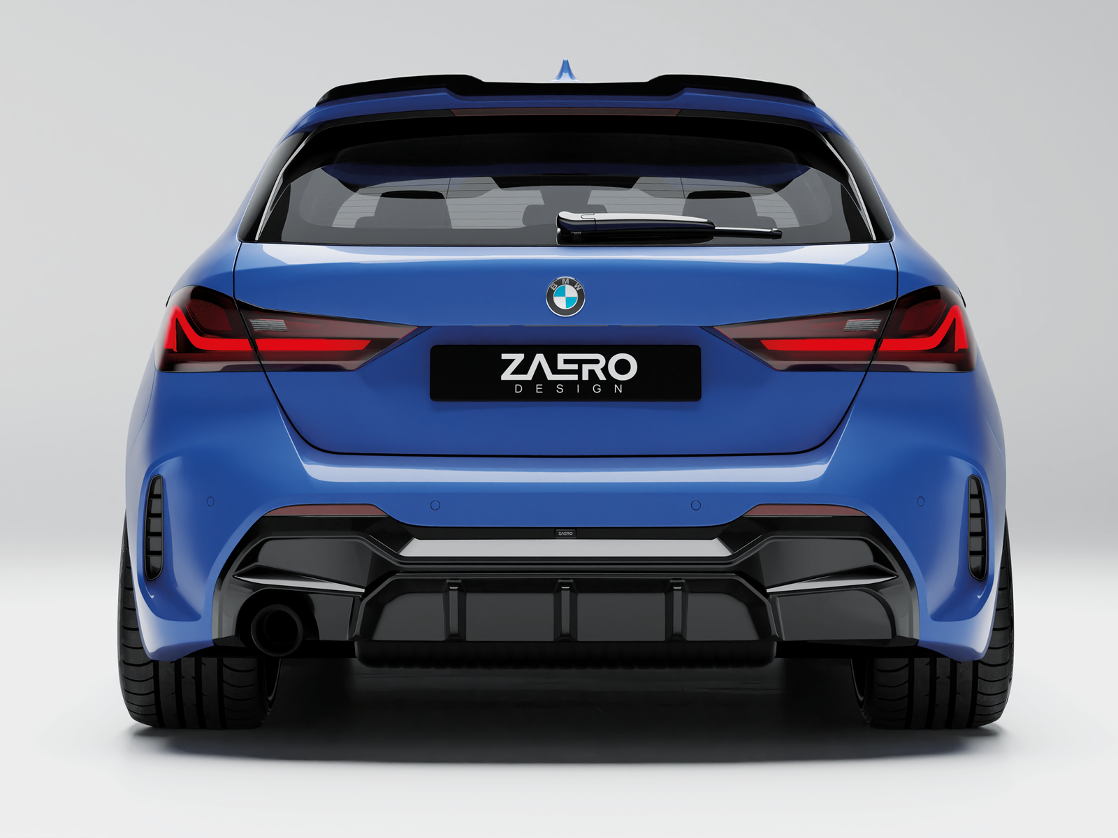 Zaero Design EVO-1 Diffusor passend für BMW 1er F40 116 118 Single Auspuff – Heckansicht