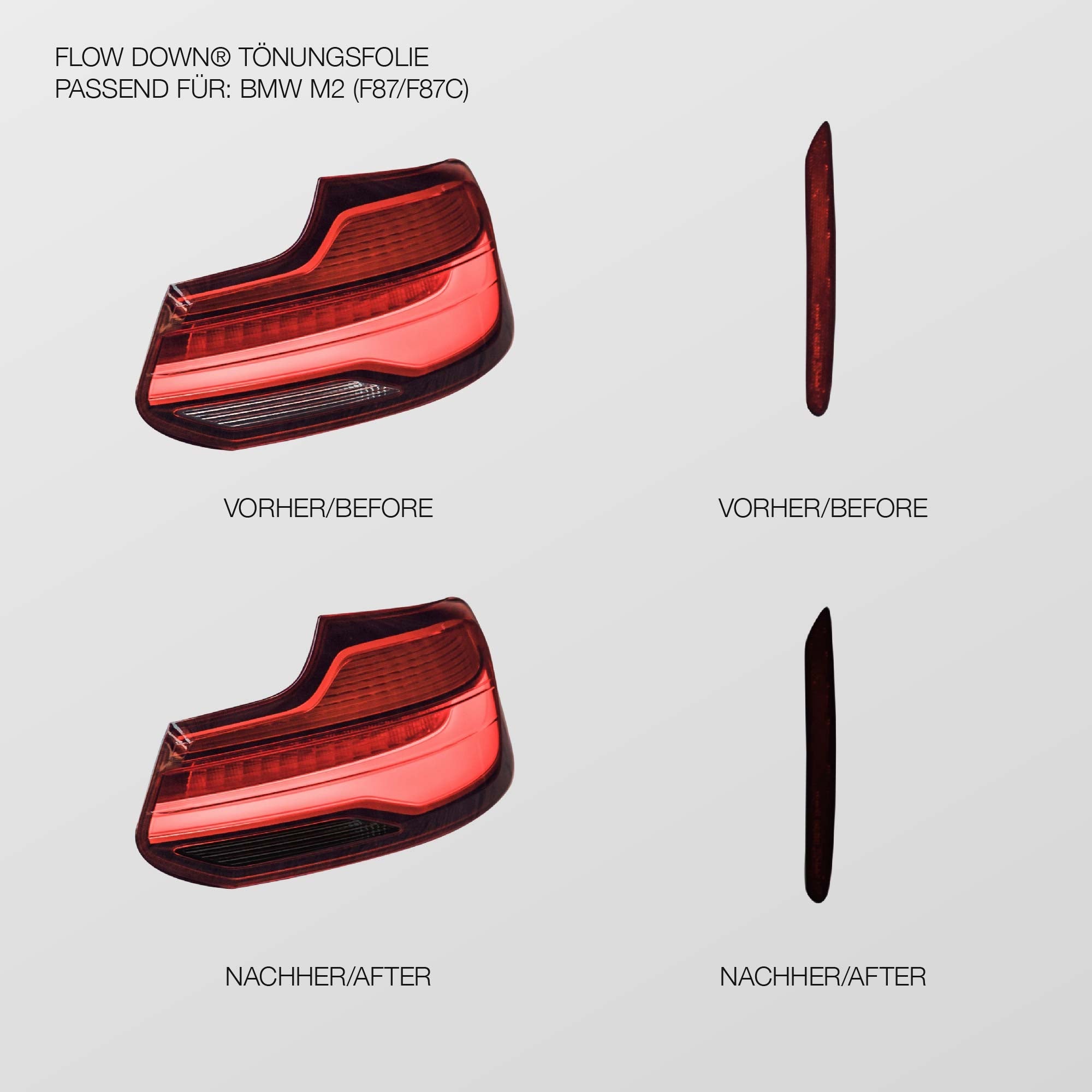 FLOW DOWN® Tönungsfolie für Rückleuchten & Reflektoren für BMW M2 (F87/F87C)   FLOW DOWN®