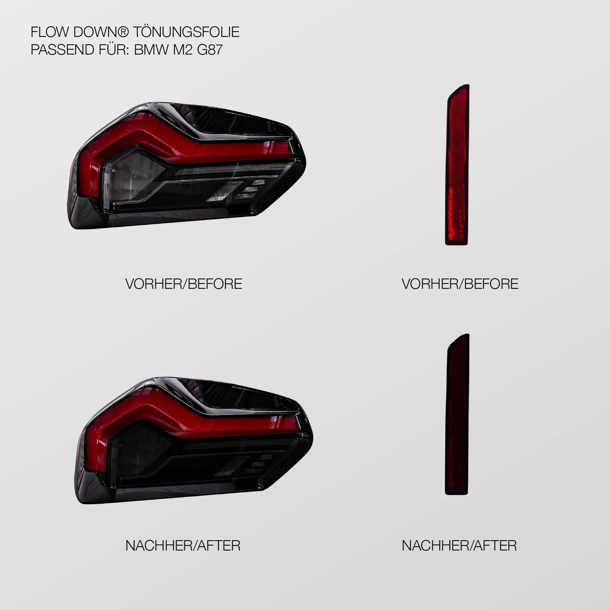 FLOW DOWN® Tönungsfolie für Rückleuchten & Reflektoren für BMW M2 G87   FLOW DOWN®