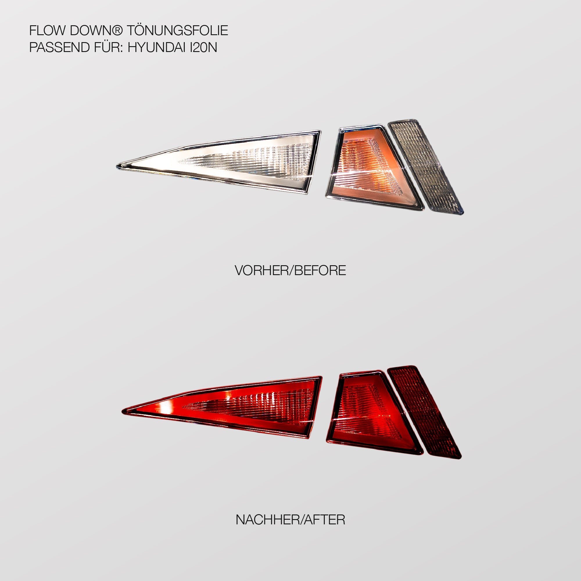 NTECHNIKS Tönungsfolie Rückleuchten für Hyundai I20N  Redline FLOW DOWN®