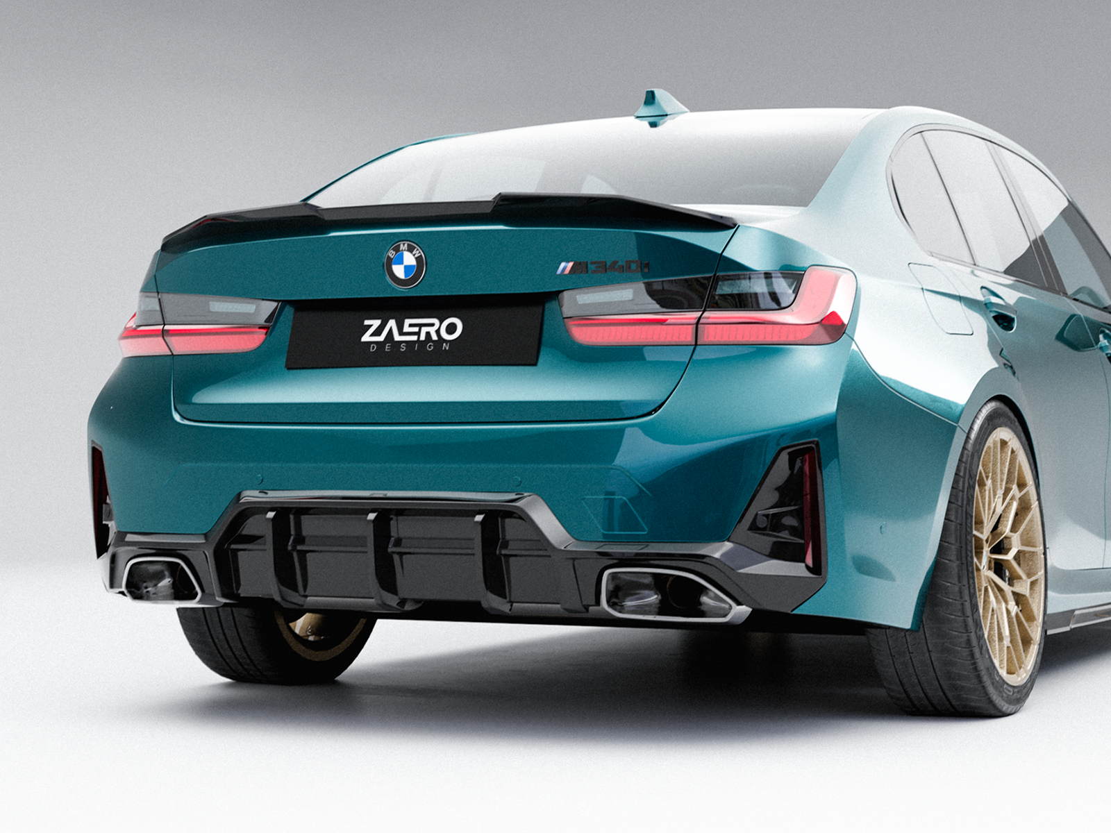 Zaero Design EVO-1 Diffusor passend für BMW 3er G20 G21 M340 – Heckansicht
