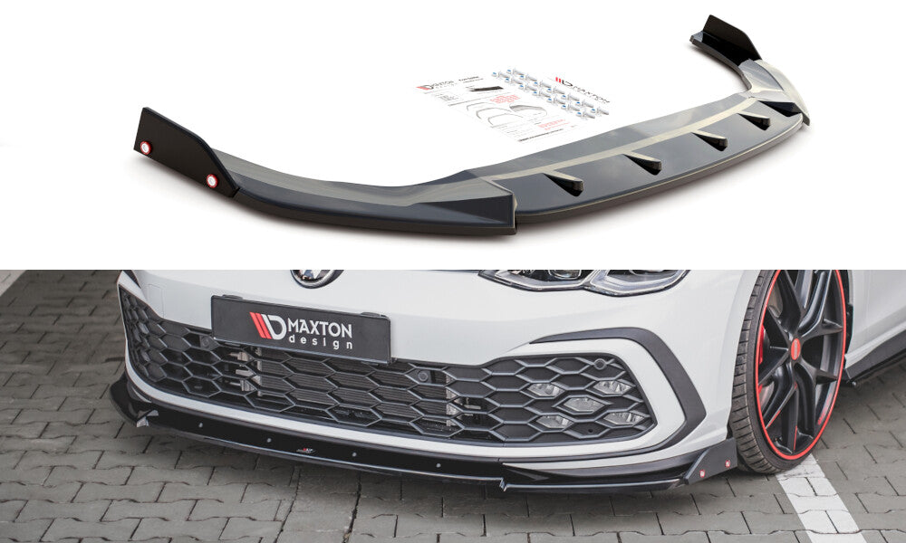 Cup Spoilerlippe Front Ansatz +Flaps V.3 für VW Golf 8 GTI   Maxton Design