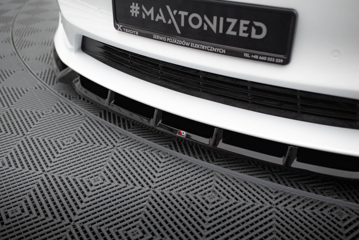 Cup Spoilerlippe Front Ansatz V.1 für Tesla Model S Plaid Mk1 FL   Maxton Design