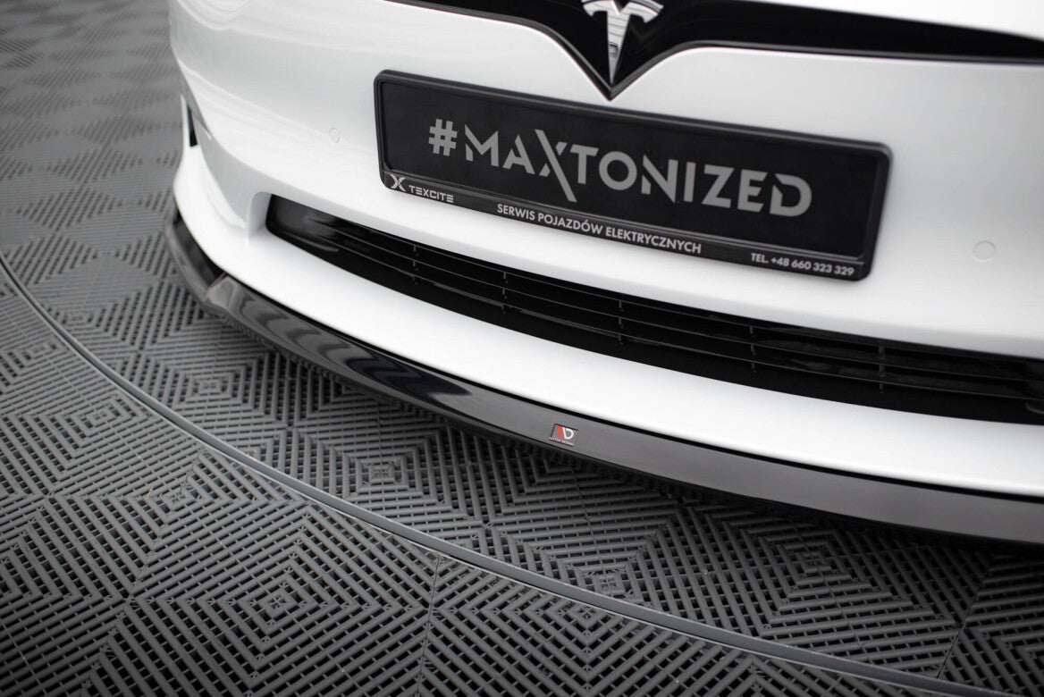 Cup Spoilerlippe Front Ansatz V.2 für Tesla Model S Plaid Mk1 FL   Maxton Design