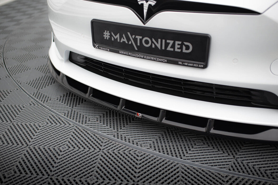 Cup Spoilerlippe Front Ansatz V.3 für Tesla Model S Plaid Mk1 FL   Maxton Design