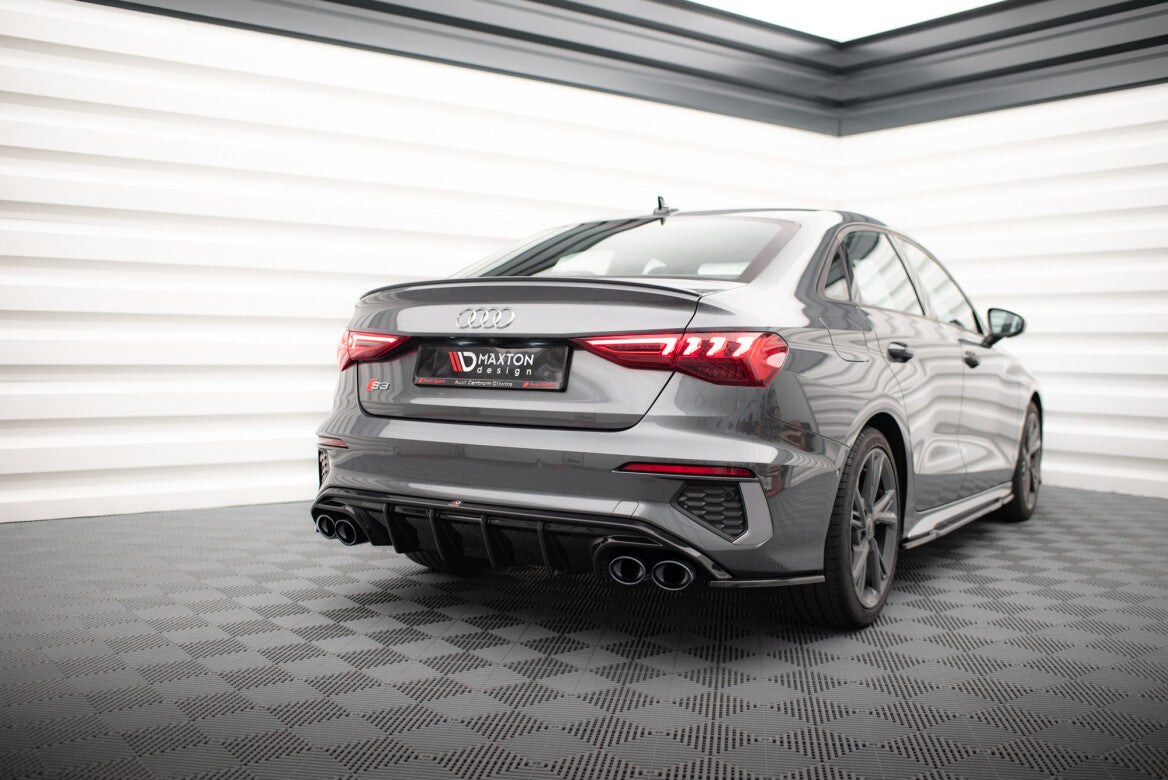 Heck Ansatz Diffusor + Endrohre chrom für Audi A3 S-Line Limousine 8Y   Maxton Design