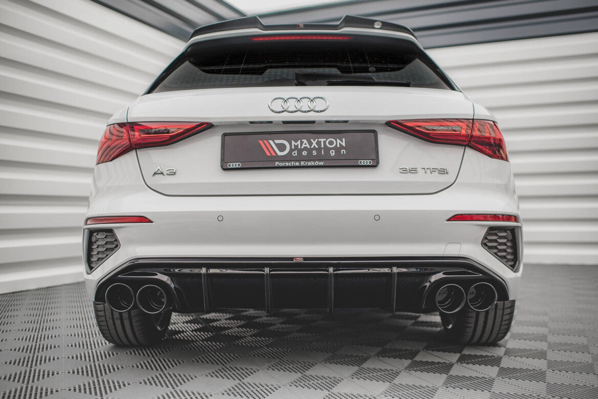 Heck Ansatz Diffusor + Endrohre für Audi A3 S-Line Sportback 8Y   Maxton Design