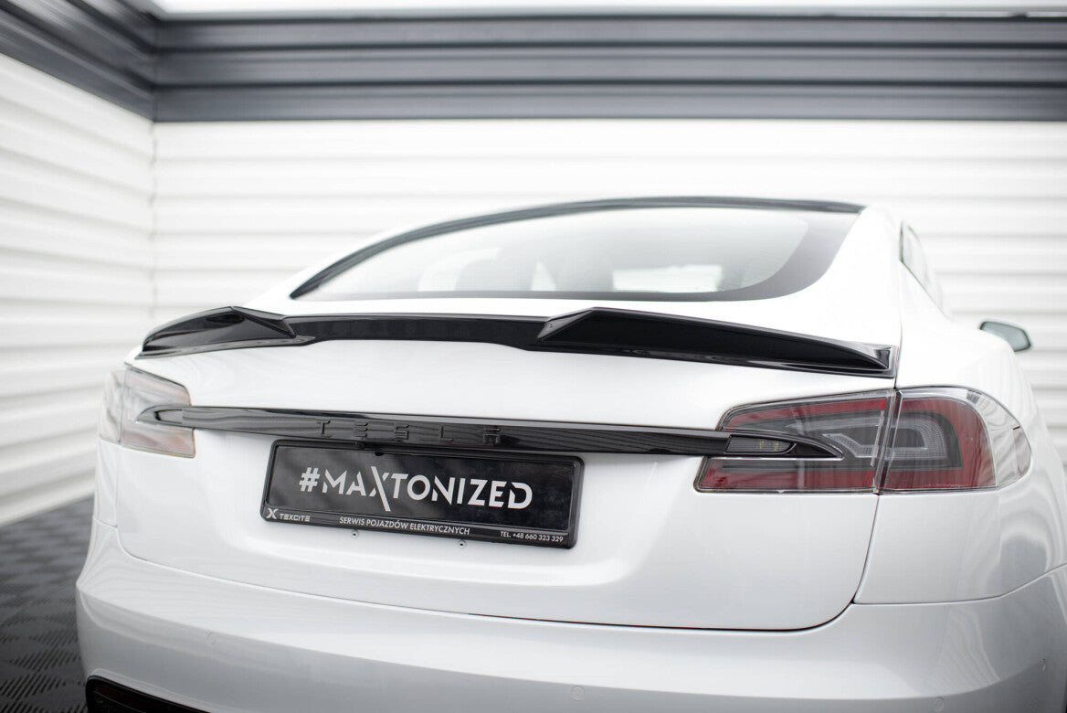 Heck Spoiler Aufsatz Abrisskante 3D für Tesla Model S Plaid Mk1 FL   Maxton Design