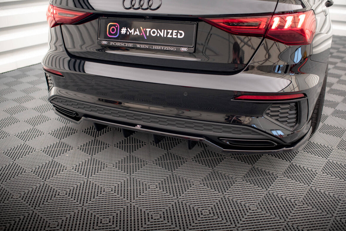 Mittlerer Cup Diffusor Heck Ansatz DTM Look für Audi A3 S-Line Limousine 8Y   Maxton Design