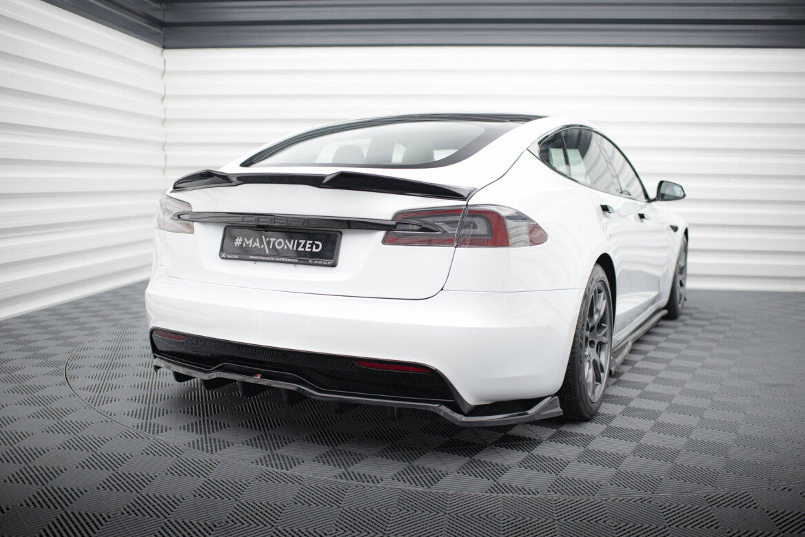 Mittlerer Cup Diffusor Heck Ansatz DTM Look V.1 für Tesla Model S Plaid Mk1 FL   Maxton Design
