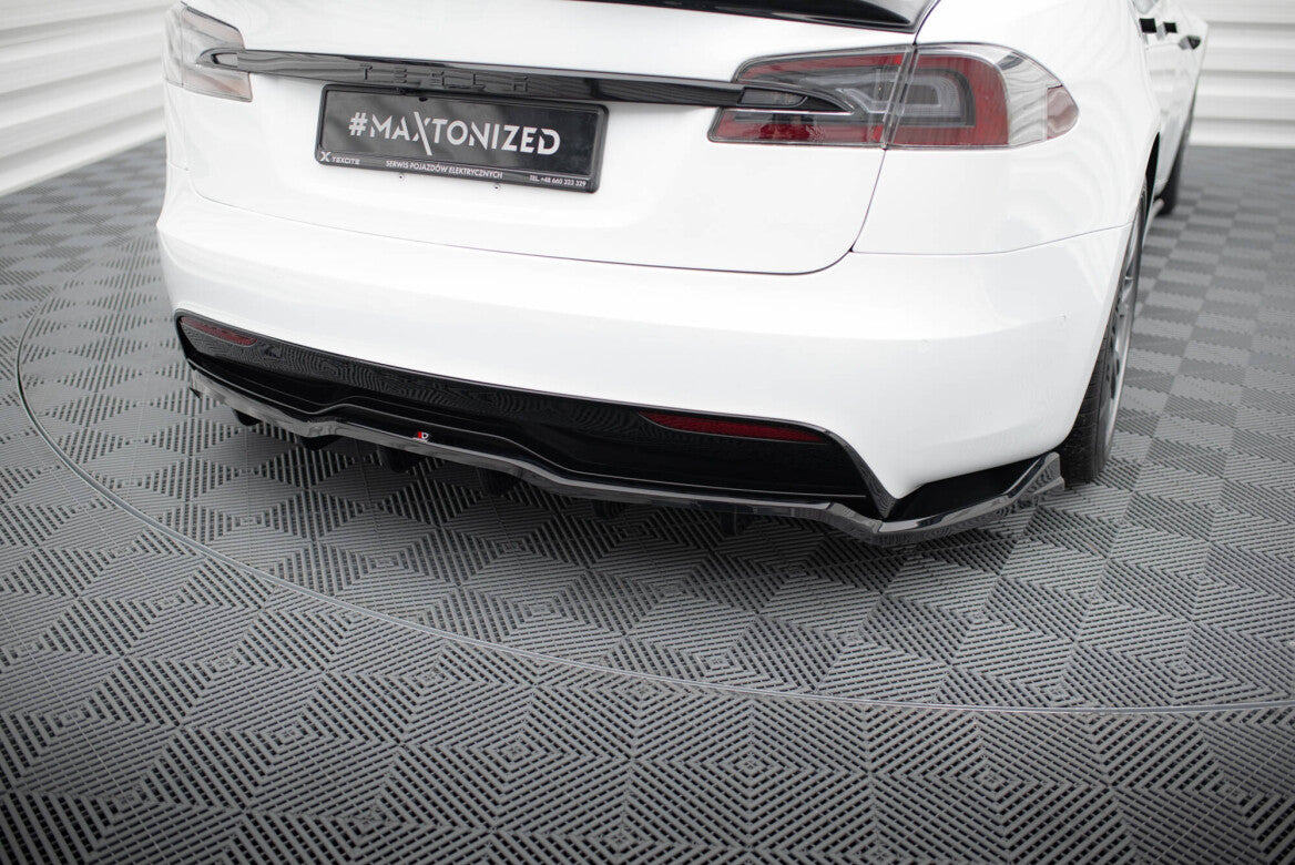 Mittlerer Cup Diffusor Heck Ansatz DTM Look V.1 für Tesla Model S Plaid Mk1 FL   Maxton Design
