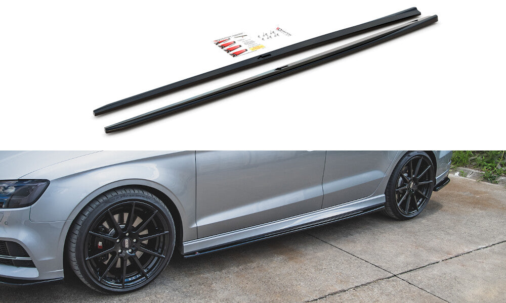 Seitenschweller Ansatz Cup Leisten V.2 für Audi S3 / A3 S-Line Limousine 8V Facelift   Maxton Design