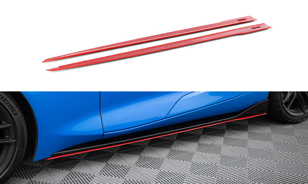 Seitenschweller Ansatz Cup Leisten V.2 Schwarz Hochglanz passend für Toyota Supra Mk5 am Fahrzeug