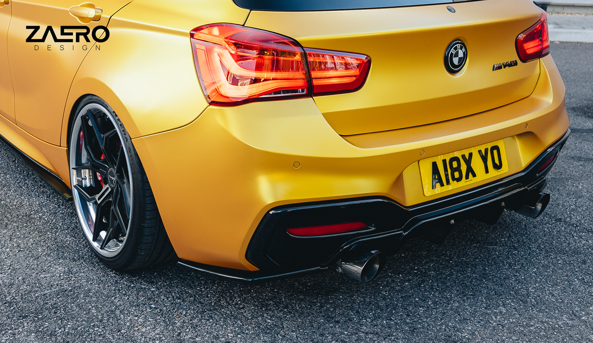 EVO-1 Diffusor-Erweiterung passend für BMW M135 M140 F20 F21 in Glanzschwarz