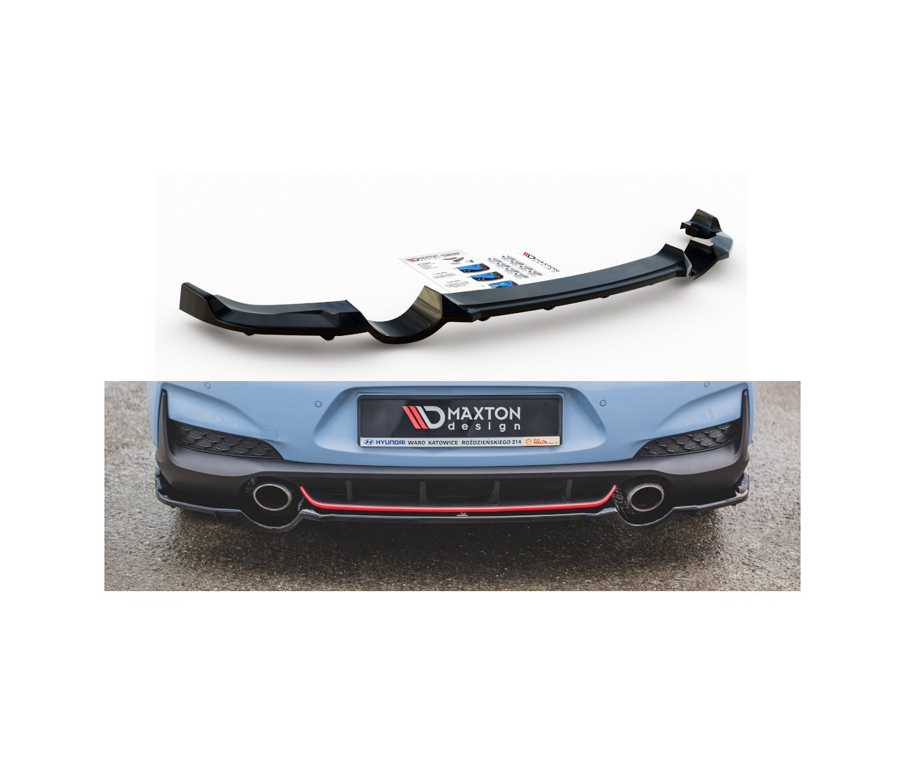 Mittlerer Cup Diffusor Heck für Hyundai I30N Hatchback DTM Look   Maxton Design