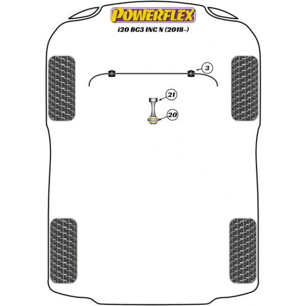 Powerflex Buchsen Stabilisator vorne für Hyundai i20N   Powerflex