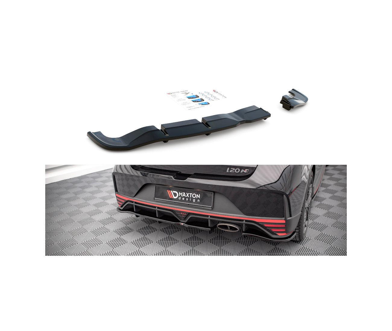 Mittlerer Cup Diffusor Heck Ansatz DTM Look für Hyundai I20 N   Maxton Design
