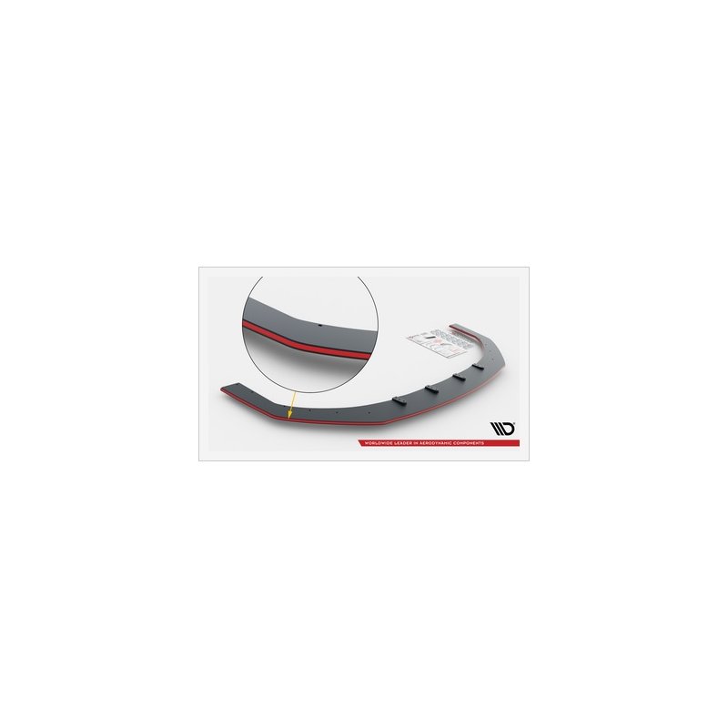 Street Pro Spoilerlippe Frontansatz für Hyundai I30 N Hatchback/Fastback Facelift  Schwarz-Rot Maxton Design
